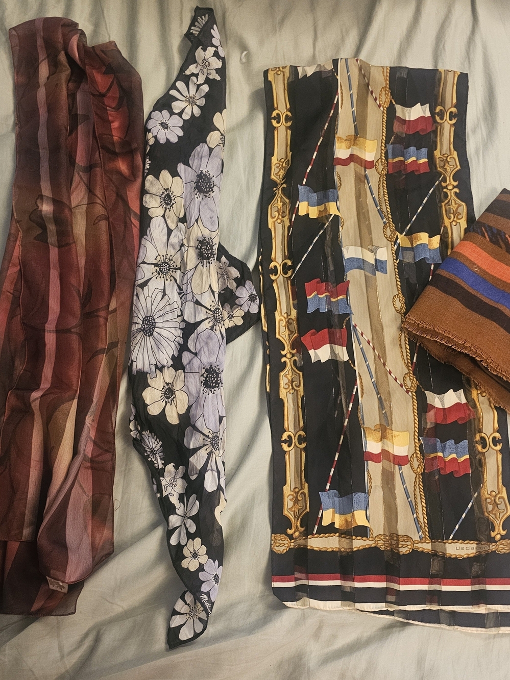 VTG Liz Claiborne & Madewell Scarf Lot 4pc Mixed Material Accessory Bundle